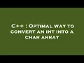 C Optimal way to convert an int into a char array