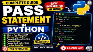 Pass Statement in Python Python Pass Keyword Tutorial in Hindi Complete Guide with Examples