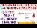 NPTEL 2021 Programming Data Structure and Algorithms Using Python Assignment 1 Week 1 Quiz Answers