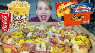 MOVIE DATE MUKBANG BLAZE PIZZA POPCORN MCDONALDS CANDY EATING SHOW