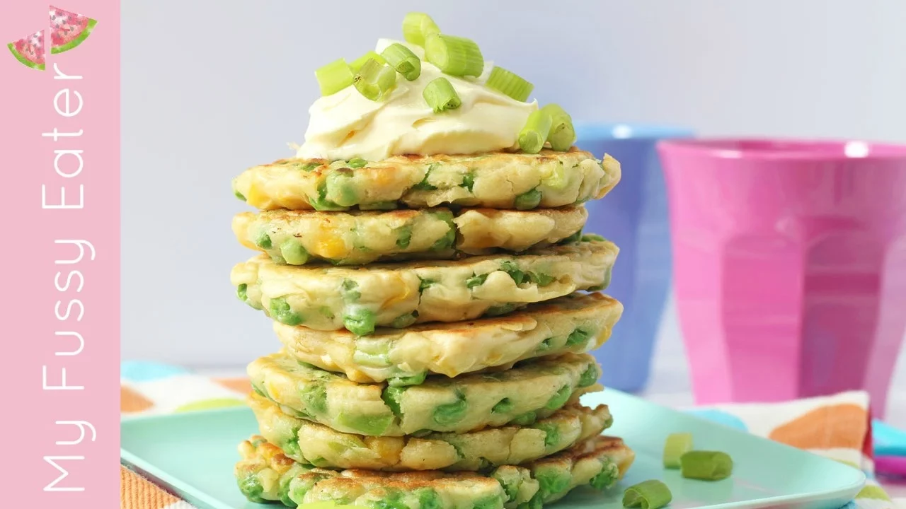 Pea & Sweetcorn Fritters Recipe   Easy Lunch for Kids