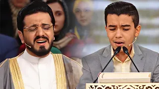 راديو جالس علي منصة المسابقة أتي بسبع مدارس لعمالقة القراء بدون توقف حتي أخرجهم عن شعورهم   شاب عجيب دندنها