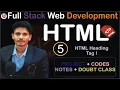 Full Stack Web Development in Hindi Day 05 HTML Heading Tags h1 to h6