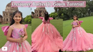 Butterfly gown designing/ princess gown cutting & stitching/party wear gown @rubydressdesigns4541
