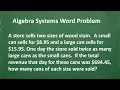 Algebra SYSTEM WORD PROBLEM - Let s solve it step-by-step