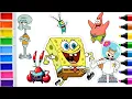 SpongeBob SquarePants Characters Coloring Easy Step By Step