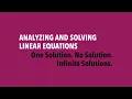 One Solution No Solution Infinite Solutions - Analyzing and Solving Linear Equations