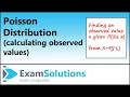 Poisson Distribution - Calculating an observed value from tables ExamSolutions