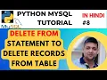 DELETE FROM Statement Deletes records from table in MySQL Python Python MySQL Tutorial in Hindi
