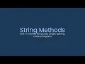 String Methods Lecture 11 Web Point