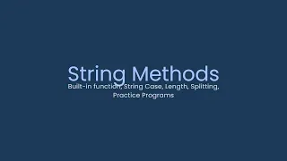 String Methods Lecture 11 Web Point