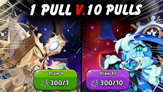 WHICH ONE IS LUCKIER? 1 PULL V. 10 PULLS | COOKIE RUN KINGDOM GACHA OPENING
