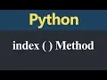 index Method in Python Hindi