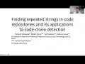 Finding repeated strings in code repositories and its applications to code-clone detection
