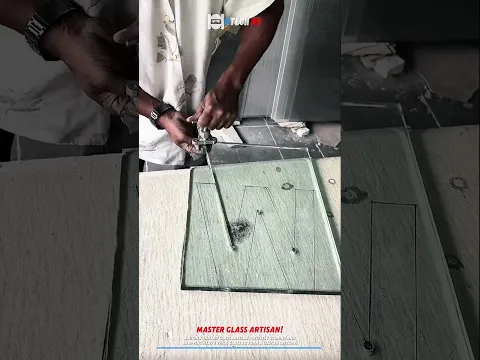 Master Glass Artisan! Manual Glass Cutting Letter W 🪟✍️ #shorts #skills #glasscutting #job