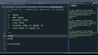 Lesson 15 Comparison Operators in python All comparison operators in python with example