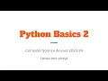 Python Basics 2 - Loops and Arrays