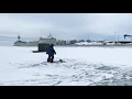Saginaw River Ice fishing - Freighter