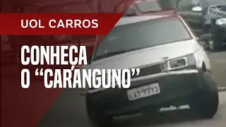 "Caranguno"? Fiat Uno é flagrado andando de lado após batida; assista