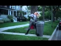 Kmart Halloween - Thor Hammers garbage bin while Minions watch