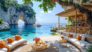 Seaside Cafe Morning Vibes Uplifting Bossa Nova Jazz Ocean Waves For Focus And Good Mood 