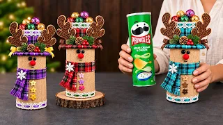 Don’t Throw Away Your Chip Can! 🥫 Easy Cute Reindeer 🦌 DIY Christmas Decor🎄