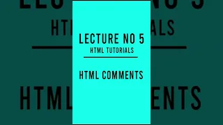 Web Development Tutorials Lecture 5 - HTML Comments JHofficial Tutorials
