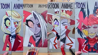CARTOON VS. ANIME - Draw All Hazbin Hotel Characters Compilation