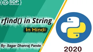 rfind Function in String Inbuilt String Function in Python Python String Method SDP Guruji
