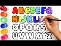 ABC Coloring Pages for Kids Children Learn Alphabet A to Z Colors with Watercolor Doris Toy Art