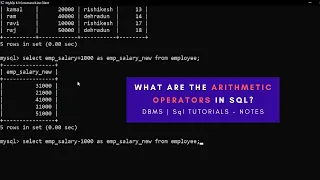 Arithmetic operators in SQL with example - SQL Operators in DBMS