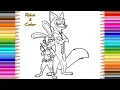 Zootopia Coloring Page Judy Hopps Nick Wilde Relax and Color for Kids
