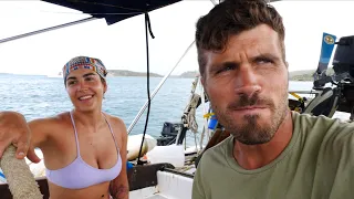 Fixing up our small sailboat while sailing the Caribbean