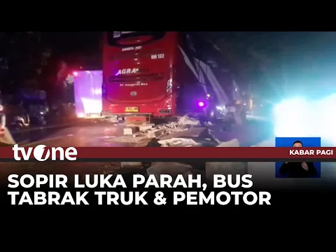 Hindari Mobil, Bus Tabrak Truk dan Pengendara Motor