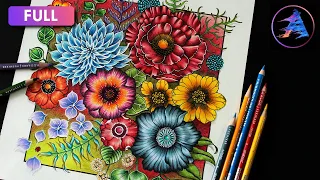 How to color different Flowers WORLD OF FLOWERS by Johanna Basford Prismacolor colored pencils