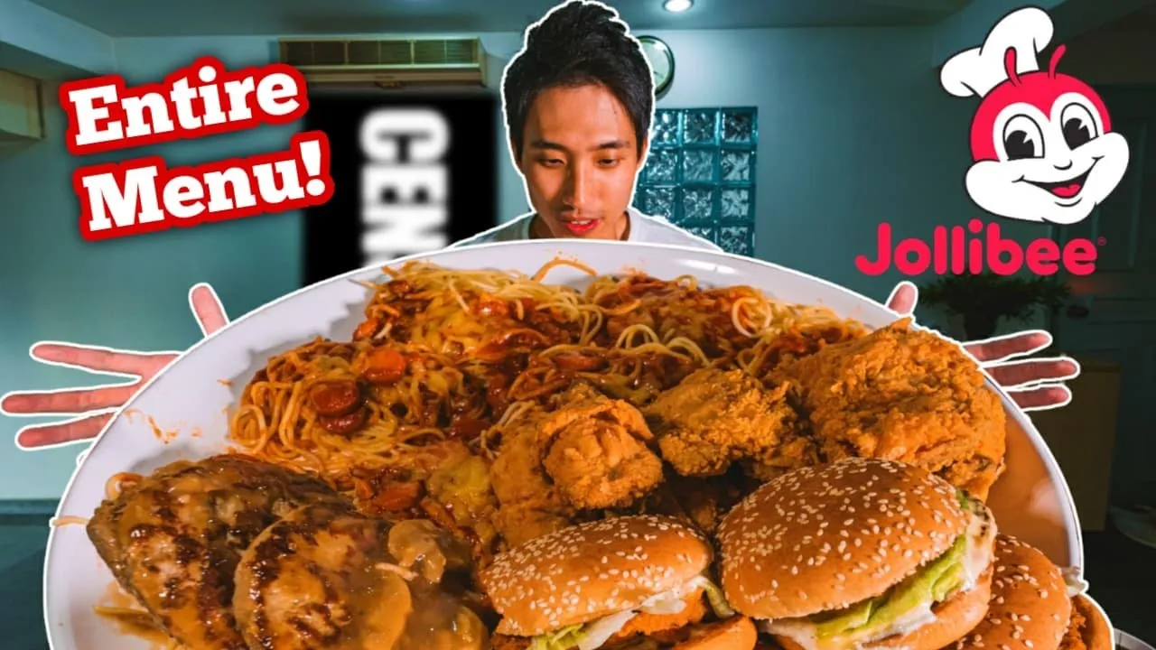 MASSIVE Jollibee Menu Challenge!   Jollibee Party Platter Mukbang!