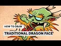 how to draw a easy Dragon Head Tattoo Drawing Tutorial
