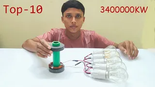 Top 10 Free Electricity Energy 3400000KW 220v Magnetic Generator With Light Bulb At Home 