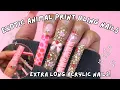 PINK RED EXOTIC 3XL ANIMAL PRINT BLING NAILS ACRYLIC APPLICATION ON EXTRA LONG NAILS