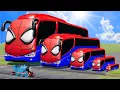 Lagu Big \u0026 Small Bus Spiderman vs Train Thomas | BeamNG.Drive