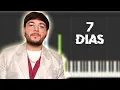 Lagu 7 Dias - Gabito Ballesteros x Tito Double P | Piano Tutorial / Partitura / Karaoke / MIDI
