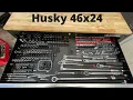 Husky 46 x24 9 drawer black tool chest Husky tool box organization Tour of my toolbox