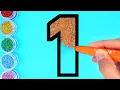 Glitter Number 1 to 10 coloring pages Learn colors Learn numbers for kids