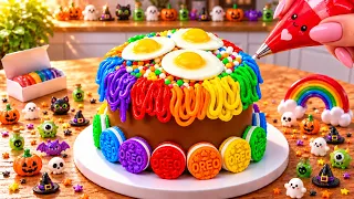 How to Make Rainbow Cake Recipe ππ¬ Amazing Mini OREO Halloween Cake πβ¨