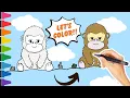 How to Draw and color a Gorilla step-by-step tutorial