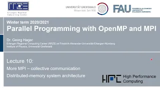 Parallel Programming 2020 Lecture 10 - Collective communication distributed-memory architecture