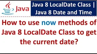 How to use now methods of Java 8 LocalDate Class to get the current date Java 8 Date and Time