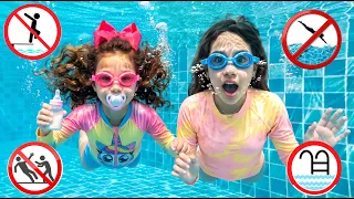 BEBÊ VALENTINA Aprende regras de segurança e bom comportamento para crianças na PISCINA