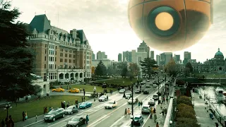 a huge globe appears in the sky and people become freezing forever except for 1 women 