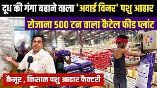 दूध की गंगा बहा देगा Special Kisan Pashu Aahar😲Kaimur का रोज 500 टन वाला Cattel Feed Factory Tour